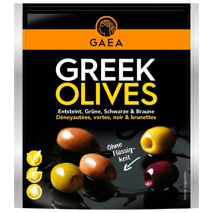 Gaea Greek Olives mariniert mit Basilikum und Zitrone 150g
